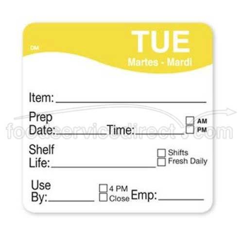 DissolveMark 2 in x 2 in Tuesday Shelf Life Label by DayMark – Model 1122132