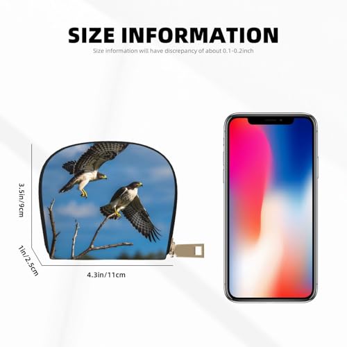 Hawks on the Horizon Print Credit Card Holder, PU Leather Small Card Bag Wallets with Zipper for Women Men id Business Card3