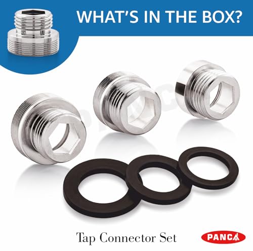 Image of PANCA Tap 3 Connectors, Fits Bathroom Taps, Washbasin, Kitchen Taps | Universal Tap Adapter for Sink, Faucet, Washing Machine Pipe | 3 Connectors, Fits Most Kitchen Taps