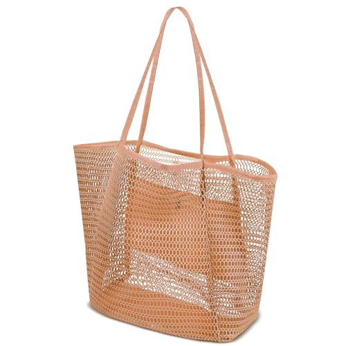 Personalized Mesh Beach Tote Bag for Womens, Custom Name Summer Shoulder Bag, Large Foldable Hobo Handbag Multicolor Waterproof for Swimming Pools Vacations Picnics Gifts for Girlfriend Mother