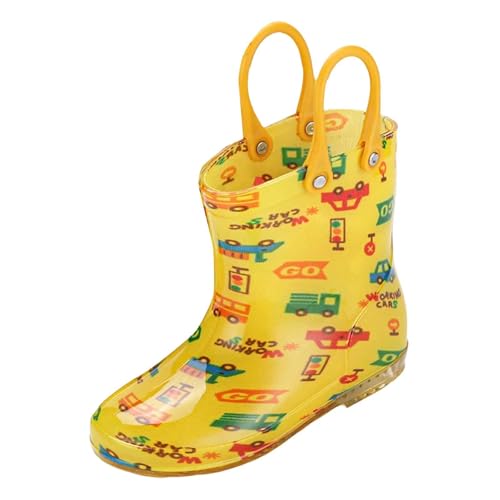 Generisch Botas de lluvia para niños, impermeables, antideslizantes, ligeras, cómodas, para niñas, niños, exteriores, jardín, verano, bonito estampado floral, elegante, amarillo, 25 EU