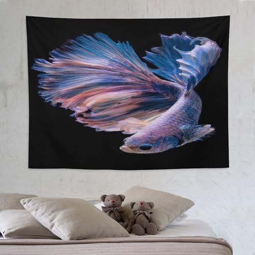 Tapisserie poisson PAZZK décoration murale en impression 3D pour chambre 150x200cm