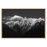 SIGNWIN Framed Canvas Wall Art Clouds on The Snowy Mountain Top Landscape Wilderness Photography Modern Art Scenic Dramatic Black and White for Living Room, Bedroom, Office - 16