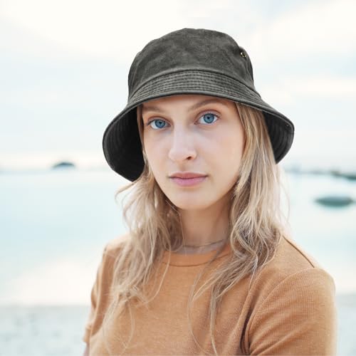 Image of 36 Pcs Bucket Hats Bulk Washed Cotton Foldable Bucket Hat Wide Brim Sun Hats for Women Men Beach Tie Dye DIY