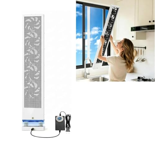 Image of 31.5-33.5 Inch Vertical Window Fan For Sliding Windows Mute Stepless Speed Control (0-2800 Rpm) Window Exhaust Fan Waterproof Vertical Window Fan