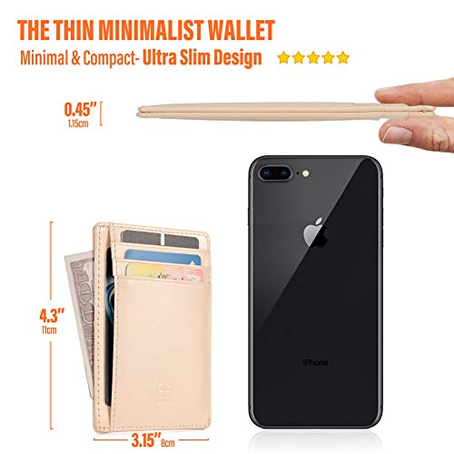 Image of GH GOLD HORSE Slim RFID Blocking Card Holder Minimalist Leather Front Pocket Wallet for Women | Slim