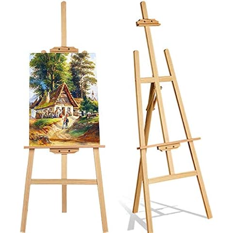 ZanGe Painting Holder, Pine Wood 150cm/59 Inch Tall Adjustable Durable Art Artist Easel Sketch Drawing Stand Display Canvas Easel for Painting Sketching Display Exhibition Wedding Cover