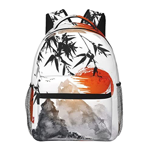Sac d'école japonais en bambou noir de grande capacité avec port USB de charge intégré