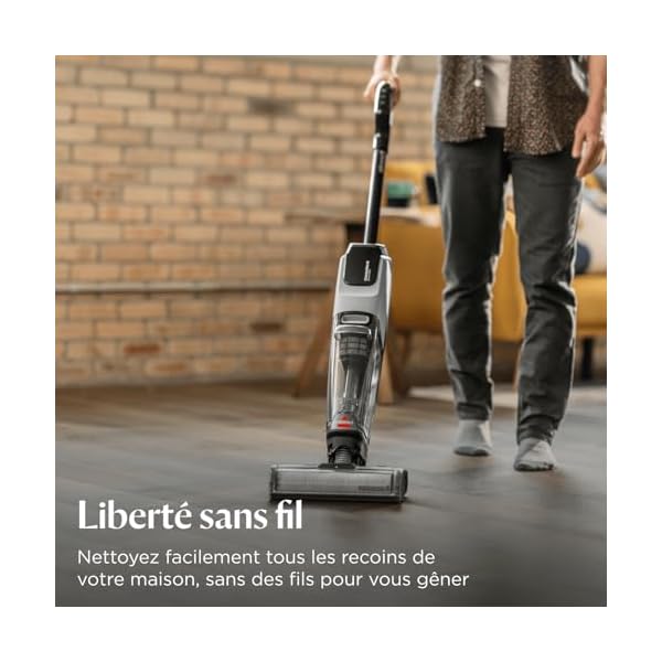 Bissell CrossWave OmniForce, Aspirateur Balai Laveur sans Fil, Aspire & Lave en Même Temps ou Mode Aspiration Uniquement, Nettoyeur Puissant, Nettoyeur a Eau pour Multi-Surfaces, 240m², 3912N