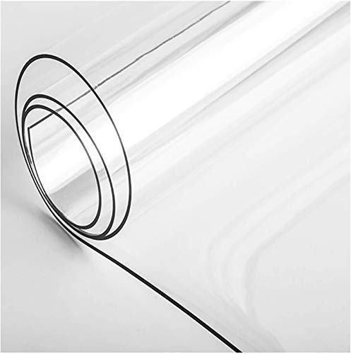 KEANCH Crystal Tablecloth Clear Plastic Table Protector Waterproof Clear Plastic PVC Tablecloth Transparent Protector Dining Table Cover(Size:90x180cm Color:1mm)