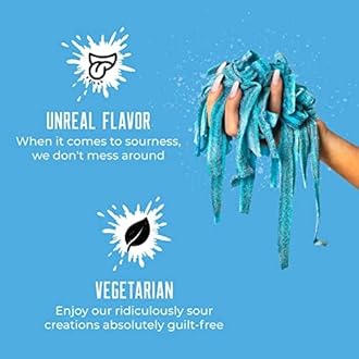 Sour Strips Sour Candy Belts, Blue Raspberry, Resealable Candy Bags, 3.4 Ounce (Pack of 3)