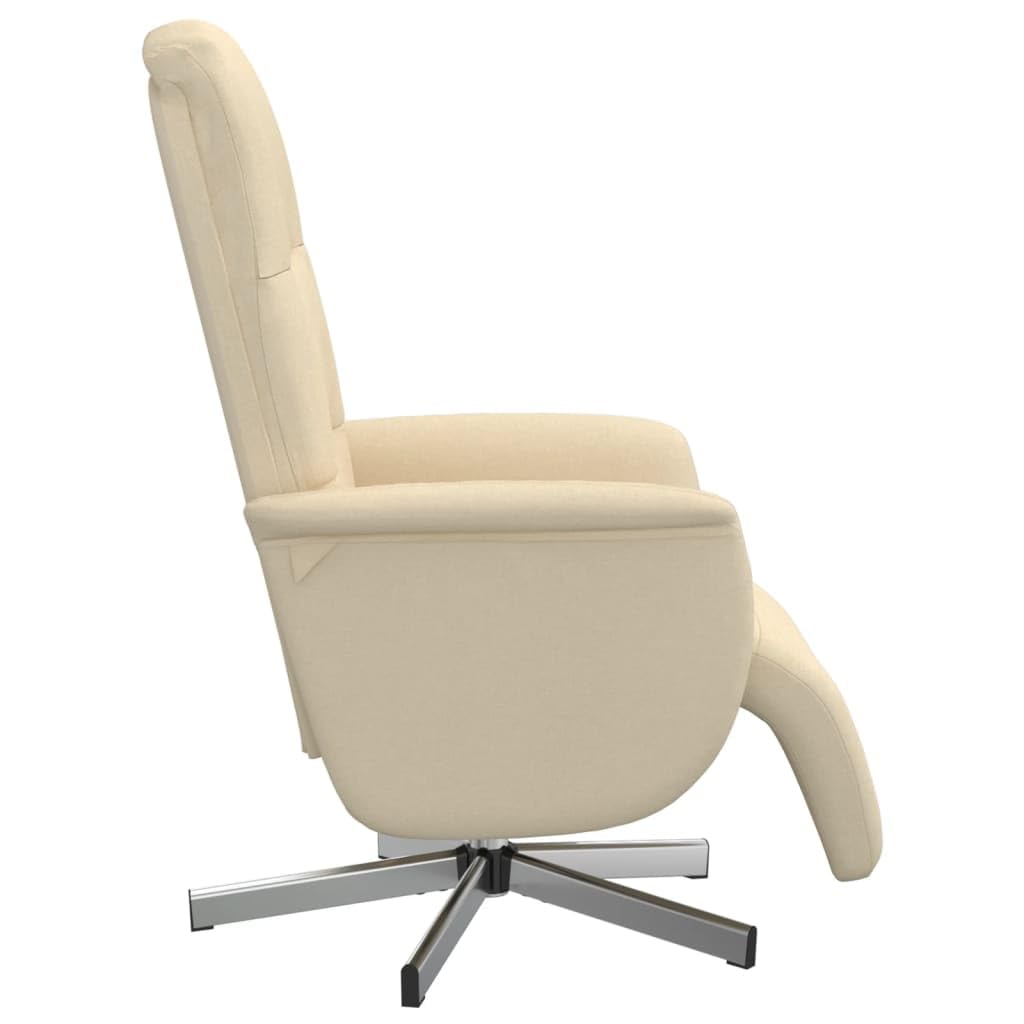 Fotel relaksacyjny z podnóżkiem, kremowy, 71 x 84 x 105 cm, obrotowy, regulowany, z tapicerowanym siedziskiem i podłokietnikami, ergonomiczny, do salonu, biura, czytania, relaksu i wellness