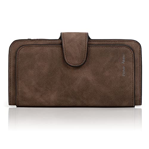 RFID Blocking Women Wallet Purse Soft Vegan Leather Trifold Multi Credit Card Holder Organizer Ladies Clutch (Coffee)2