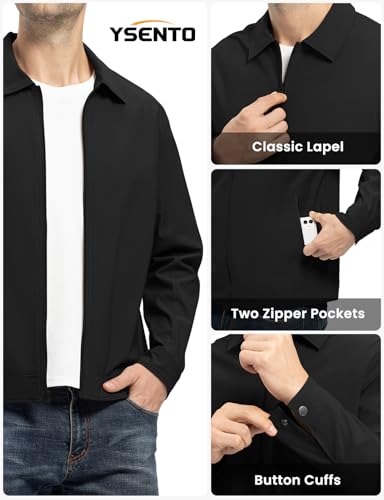 YSENTO Mens Summer Bomber Jackets Lightweight Casual Windbreaker Baseball Sports Cargo Jacket Outwear with Zip Pockets - Image 4