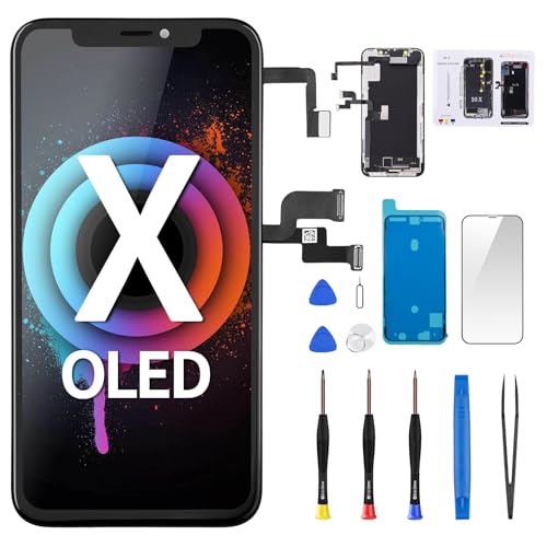 DGSCSMY [OLED] for iPhone X Screen Replacement with Front Speaker Proximity Sensor 5.8 OLED for iPhone 10 3D Touch Display Digitizer Full Assembly Fix Tool Repair Kit Front Glass A1865 A1901 A1902
