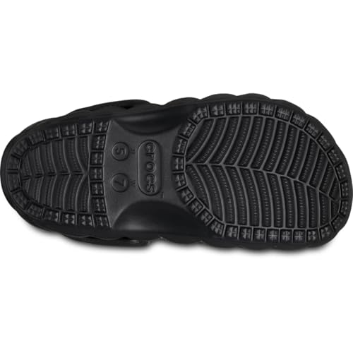 Crocs Unisex-Adult Classic Lined Overpuff & Geometric Clogs, Fuzzy House Slippers, Black Puffer, 13 Women/11 Men4