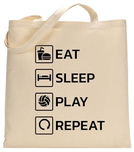 Sacola de lona para mulheres amantes de vôlei, bolsa reutilizável para compras, sacola de vôlebol, repetição, Volleball Repeat, One Size