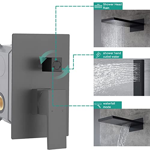 Sistema de ducha Cascada 9”x22” con LED, Bluetooth y válvula de un solo mando, 3 funciones (lluvia, cascada y ducha de mano) acabado níquel cepillado miniatura 3