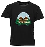 welcome to twin peaks maglietta nero girocollo manica corta per bambini ragazzi ragazze t-shirt black kids