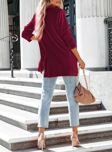 Happy Sailed Women's Velvet Blazer Jackets Casual Long Sleeve Lapel Collar Pocketed Blazer Suits Work Outfits2