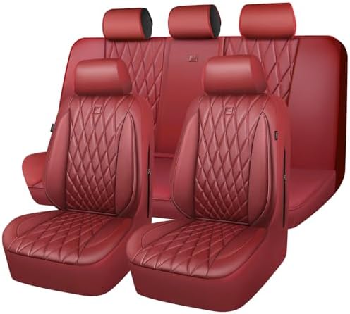 CAR PASS Piping Luxury Faux Leather Seat Covers Full Set, Premium...