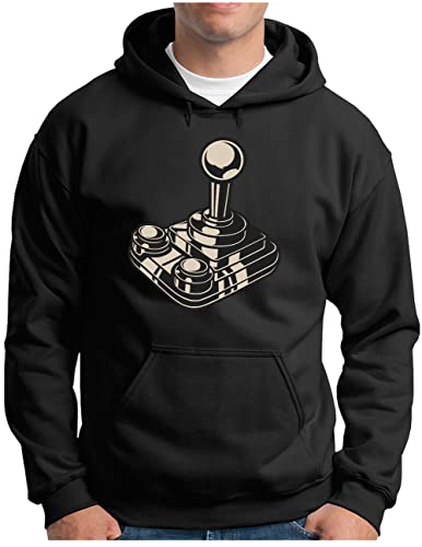 Sweat à capuche OM3 Reto Gaming Joystick Noir : Motif Classic Console unique, tailles S à XXXXL