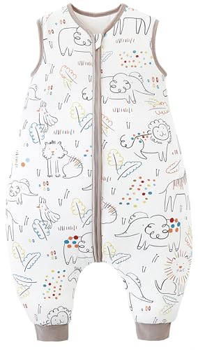 Chilsuessy Baby Schlafsack mit Füße 2.5 Tog Ganzjahres Babyschlafsack (CPC-Zertifizierung) ohne Ärmeln, mit Beinen für Säugling Kinder, Happy Zoo, 70cm/Baby Höhe 80-90cm