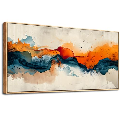 MHARTK66 Large Wall Art For Living Room Modern Wall Decor For Office Bedroom Wall Decorations Canvas Art Prints Pictures Artwork Abstract Ink Paintings Hotel Modern Home Decor Wood Framed 20" X 40"