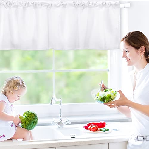 4 Pcs Valance Curtains Blackout Window Curtain Valances Blackout Fabric For Windows Basement Curtains Valance Rod Pocket Tier Window Valances For Bedroom Kitchen Living Room, 52 X 18 Inch (White) #TOP4