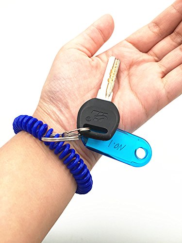5 Sets Spring Coil Wristand With Id Label Keyring(Assorted Colors) #TOP5