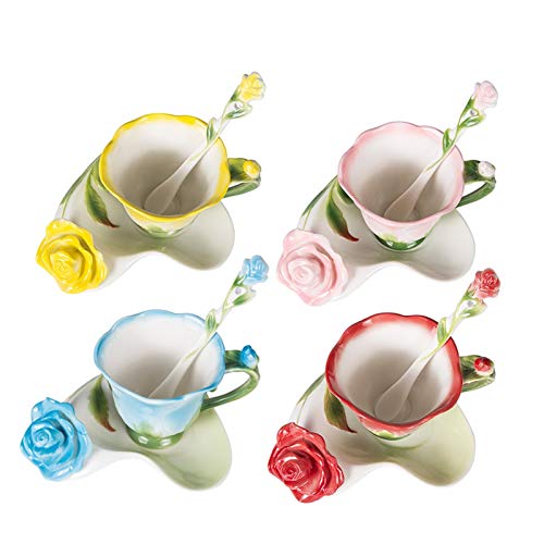 Tazzine Caffe Forma 3D Rosa del fiore dello smalto...