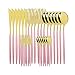 Ensemble de couverts d'arc-en-ciel Miroir Coloré Coloré Colory Cuisine Cuisine Gold Vaisselle Couteau Couteau Cuillère Fourchette Ensemble couverts set (Color : Pink Gold)
