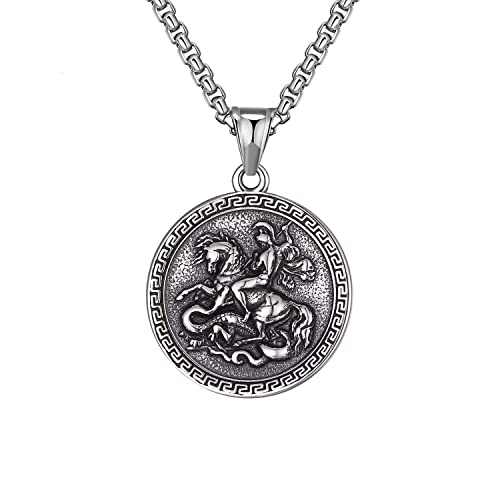 Meilord Stainless Steel St. George Dragon Slayer Pendant Necklace for