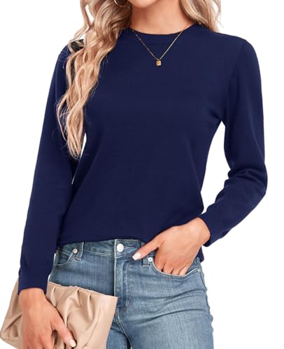 MINTLIMIT Women Lightweight Sweater Crew Neck Soft Knit Casual Basic Long Sleeve Pullover Fall Sweater Blouse Top