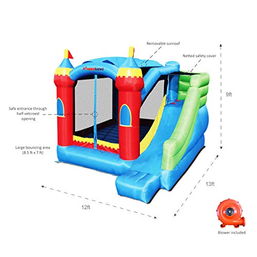 Bounceland Royal Palace Inflatable Bounce House, With Long Slide, Large Bouncing Area, Basketball Hoop And Sun Roof, 13 Ft X 12 Ft X 9 Ft H, Ul Strong Certified Blower, Castle Kids Party Theme #TOP2