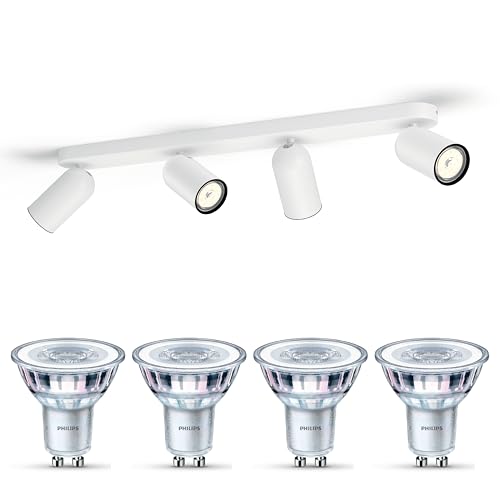 Philips Pongee Aufbaustrahler (Weiß) - Warmweiß - Deckenstrahler mit 4 Lichtpunkten - GU10 - Nicht dimmbar