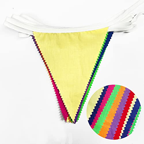 32Ft Colorful Banner Rainbow Triangle Pennant Flag Multicolor Fabric Bunting Garland For Grand Opening Kids Birthday Party Celebrations Classroom Outdoor Garden Festivals Hanging Shops Decorations #TOP1