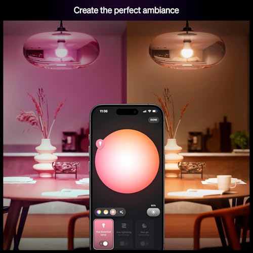 Image of PHILIPS Hue Essential Starter Kit: Hue Bridge, 2 Essential E26 Smart Bulbs, White & Color Ambiance, 2200K-6500K, Dimmable LED Bulbs, Works with Alexa, Google Assistant, Samsung SmartThings, Apple Home