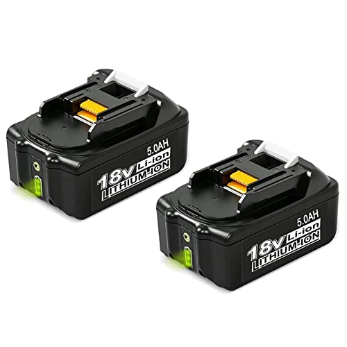 VANON 2Stück 18V 5.0Ah Li-Ion Ersatzakku für Makita 18V Akku, Kompatibel mit BL1860B BL1850B BL1840B BL1830B BL1835 BL1845 LXT-400 Für Makita 18V Werkzeuge (Ladezustandsanzeige inklusive) Cover