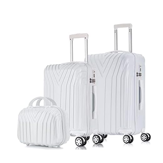 Juego de Maletas x3, Equipaje de Viaje Mediano (66x42x25cm) + Valija Cabina de Mano (55x37x20cm) + Neceser Rígido, Material ABS+PC, Ruedas Silenciosas 360º Giratorias (Oro Rosa)