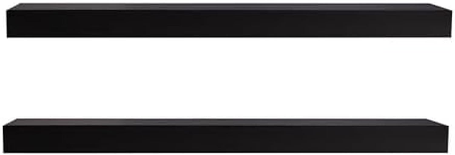 MELANNCO Black Pole Mount Chunky Shelves, Hardware and Instructions Included, Set of 2 23.6x5.7x1.5 Inch