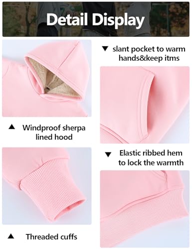 Image of Gihuo Unisex Boys Girls Winter Sherpa Lined Hoodie Kid's Fleece Pullover Hooded Sweatshirt