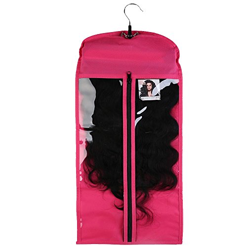 Hair Extensions Carrier Storage Rose Red Non-woven Suit Case Bag Package with Wooden Hanger For Virgin Hair & Clip in Hair Extensions