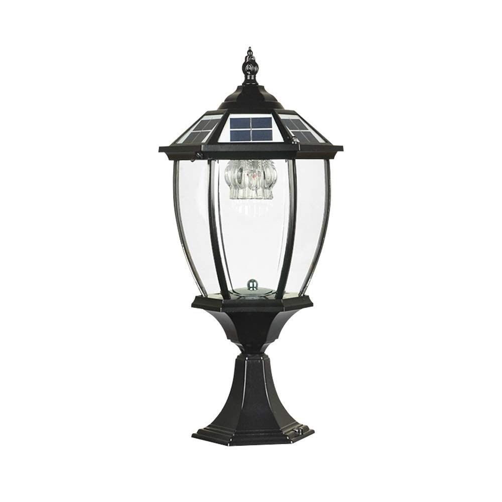 Waterproof Continental Outdoor Glass Solar Column Villa Light Outdoor Villa Artisans Post Lamp Parliament Pillar Wall Lamp Rust-Proof Aluminum Metal Pillar Lamp Pavilion Garden Path Light