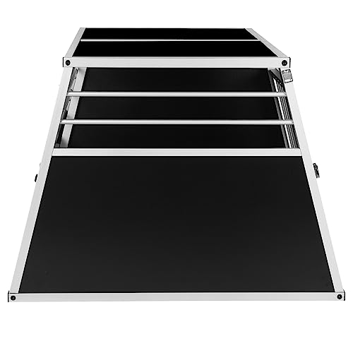 EUGAD Hundetransportbox Auto, Doppel Transportboxen 2 Hunde, Alu Hundebox Auto Kofferraum mit Trennwand Sicherheitsverschluss, Tiertransportbox für Grosse Hunde,Stabile Hundebox Aluminium
