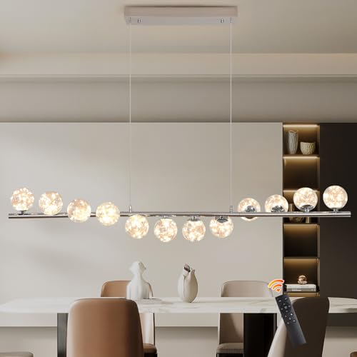 GEADI Lamparas de Comedor Modernas, Cromo Lámparas Colgantes Linear, 12 Luces Plafon LED Techo, Lampara Araña para Salón, Dormitorio, Bar, Sala de Estar
