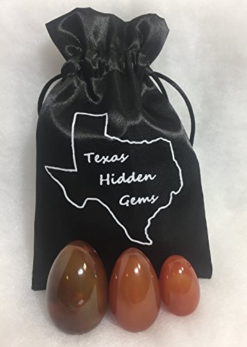 Set of 3 Natural Carnelian Yoni Eggs Kegel Exercise Weights Texas Hidden Gems