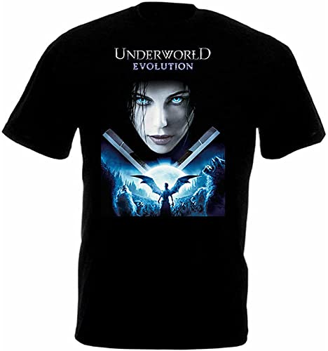 Underworld Evolution v1 Movie Poster All Black Tee Camiseta de manga corta unisex de cuello redondo para hombre, 100% algodón, Negro, L
