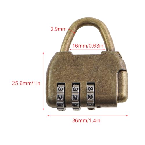 Image of 2PCS 36mm Bronze Mini Vintage Combination Padlock Alloy Steel Luggage Bag Lock for Diaries Small Box Crafts