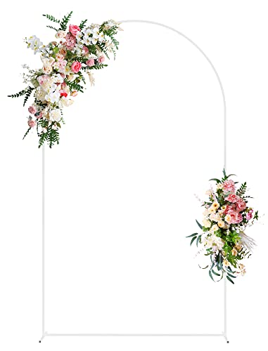 Image of Wokceer 8FT Arch Backdrop Stand White Metal Wedding Arch Backdrop Stand | Metal Backdrop Arch Stand Balloon Arch for Wedding Ceremony Birthday Party Bridal Baby Shower Photo Booth Backgound Decor